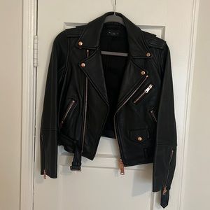 Club Monaco cropped Leather Jacket